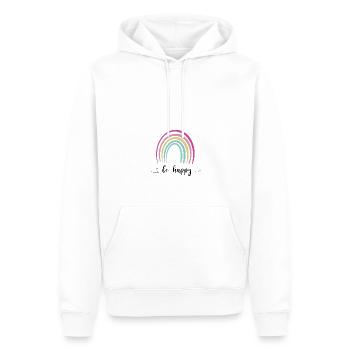 Soyez heureux arc-en-ciel - Sweat à capuche Premium bio Homme - blanc - Devant - Nico (187cm)