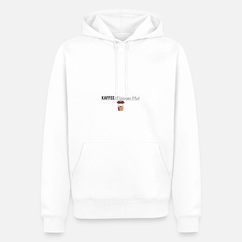 Kaffee: Flüssiger Mut - Kaffee Spruch - Männer Premium Bio Hoodie - Weiß