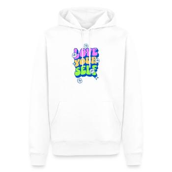 Love yourself retro hippie - Männer Premium Bio Hoodie - Weiß - Vorne - Nico (187cm)