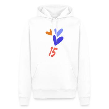 15. 15 JAHRE. 15-jähriges JUBILÄUM. GEBURTSTAG 15 JAHRE. - Männer Premium Bio Hoodie - Weiß - Vorne - Nico (187cm)