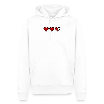 coeur coeur vie pixel gamer - Sweat à capuche Premium bio Homme - blanc - Devant - Nico (187cm)