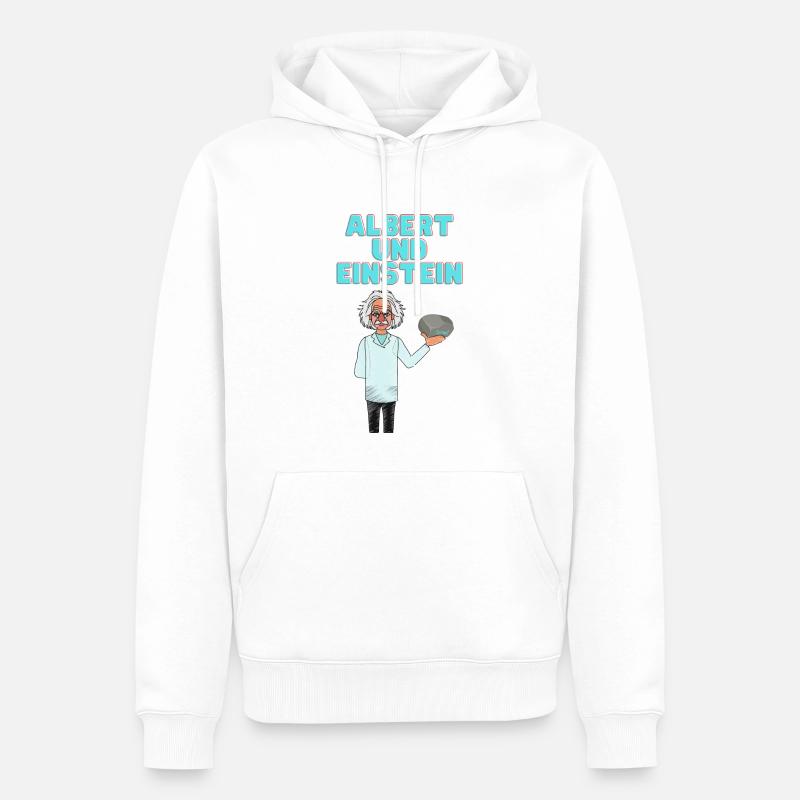 Albert und ein Stein - Männer Premium Bio Hoodie - Weiß