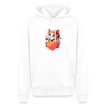 Chat mignon avec cœur pour les amoureux des chats aiment bébé - Sweat à capuche Premium bio Homme - blanc - Devant - Nico (187cm)