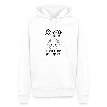 Je ne peux pas, j'ai des projets avec mon chat - dicton de chat - Sweat à capuche Premium bio Homme - blanc - Devant - Nico (187cm)