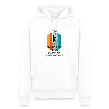 Badminton Federball Badmintonspieler Schokolade - Männer Premium Bio Hoodie - Weiß - Vorne - Nico (187cm)
