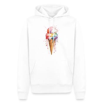 Cornet de crème glacée arc-en-ciel - Gâterie colorée - Sweat à capuche Premium bio Homme - blanc - Devant - Nico (187cm)
