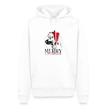 Santa MALINOIS Joyeux Noël Chiens Chiens Wilsigns - Sweat à capuche Premium bio Homme - blanc - Devant - Nico (187cm)