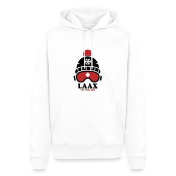 Skigebiet Laax Schweiz Alpen - Männer Premium Bio Hoodie - Weiß - Vorne - Nico (187cm)