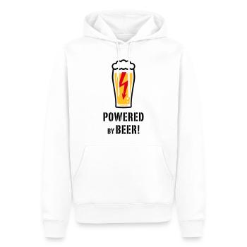 Powered By Beer! (Bier / Blitz / POS) - Männer Premium Bio Hoodie - Weiß - Vorne - Nico (187cm)