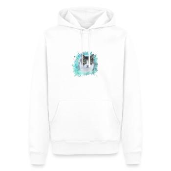 Chat, Vert, Aquarelle, Art, Peinture, Graffiti, - Sweat à capuche Premium bio Homme - blanc - Devant - Nico (187cm)