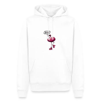 Bratitude Adjusted Flamingo Social Media Trend - Felpa con cappuccio ecologica premium da uomo - bianco - Fronte - Nico (187cm)