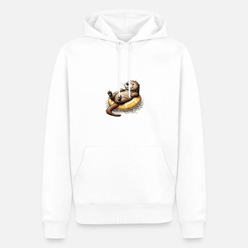 Playful Otter Floating Fun Summer Design - Männer Premium Bio Hoodie - Weiß