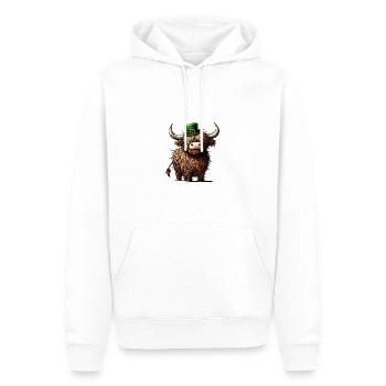 Irish Highland Cow Rustic St. Patrick's Day Design - Men’s Premium Organic Hoodie - white - Front - Nico (187cm)