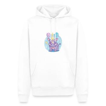 Bande dessinée d’anniversaire de rhinocéros - Sweat à capuche Premium bio Homme - blanc - Devant - Nico (187cm)