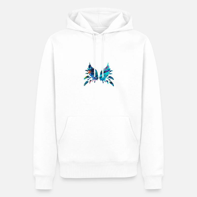flügel,federn,bunte flügel,feder,malerei - Männer Premium Bio Hoodie - Weiß