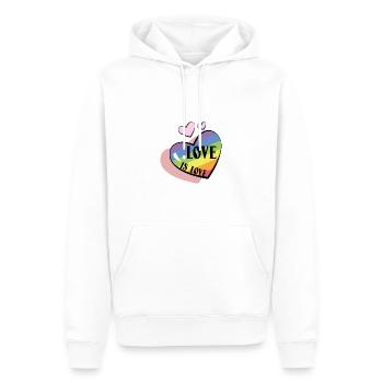 Love is love. Gay pride - Sweat à capuche Premium bio Homme - blanc - Devant - Nico (187cm)