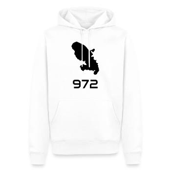 Martinique / 972 / Martiniquais / Martiniquaise - Sweat à capuche Premium bio Homme - blanc - Devant - Nico (187cm)
