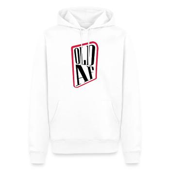 old AF Text Logo - Men’s Premium Organic Hoodie - white - Front - Nico (187cm)