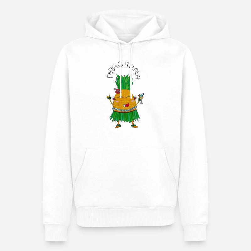 PinaCutelada - Sweat à capuche Premium bio Homme - blanc