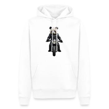 Biker Panda - Männer Premium Bio Hoodie - Weiß - Vorne - Nico (187cm)