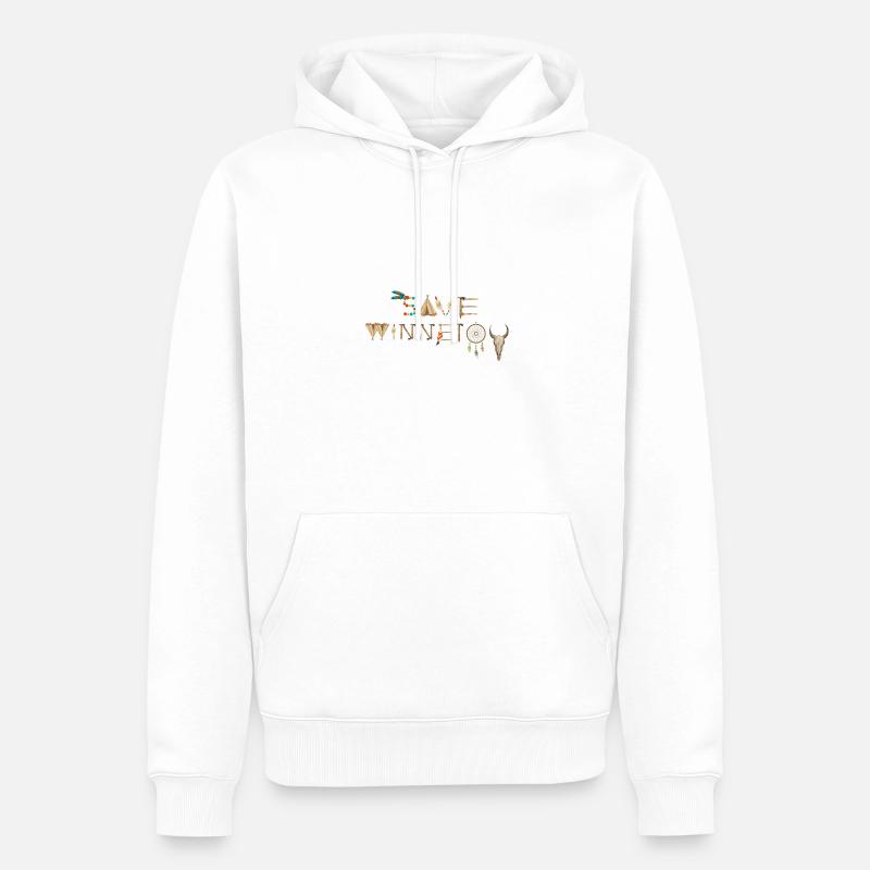 save winnetou,winnetou,indianer,Federn,Traumfänger - Männer Premium Bio Hoodie - Weiß