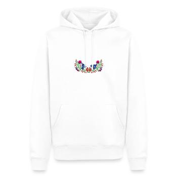 ungarische blumen,Ranke,floral,blau,Blumen - Männer Premium Bio Hoodie - Weiß - Vorne - Nico (187cm)
