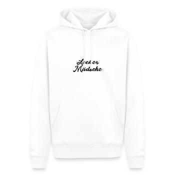 lecker mädsche,mädchen,köln,typo,schrift - Männer Premium Bio Hoodie - Weiß - Vorne - Nico (187cm)