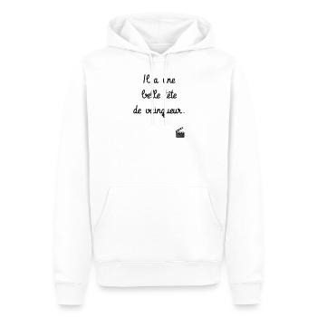 Une belle tête de vainqueur - Le Dîner de cons - Sweat à capuche Premium bio Homme - blanc - Devant - Nico (187cm)