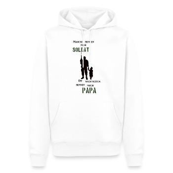 Soldaten. Papa. Soldat. Bundeswehr. - Männer Premium Bio Hoodie - Weiß - Vorne - Nico (187cm)