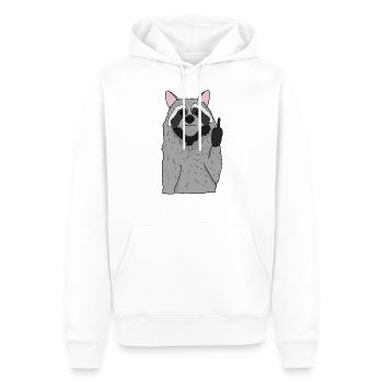 Le raton laveur mignon montre un cadeau de doigt du majeur - Sweat à capuche Premium bio Homme - blanc - Devant - Nico (187cm)