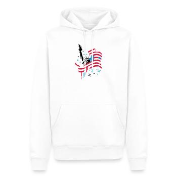 amerikanische Flagge und Freiheitsstatue - Männer Premium Bio Hoodie - Weiß - Vorne - Nico (187cm)