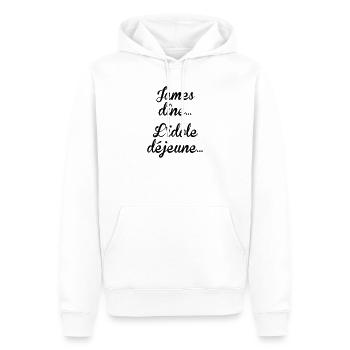 James dîne, l'idole déjeune - Sweat à capuche Premium bio Homme - blanc - Devant - Nico (187cm)