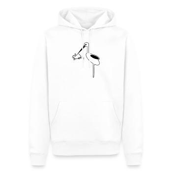 Cigogne avec bébé sage-femme, naissance de cigogne - Sweat à capuche Premium bio Homme - blanc - Devant - Nico (187cm)