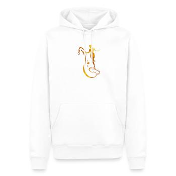 Femme et saxophone - Sweat à capuche Premium bio Homme - blanc - Devant - Nico (187cm)