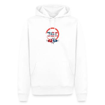 Friss Dreck bis es schmeckt! - Männer Premium Bio Hoodie - Weiß - Vorne - Nico (187cm)