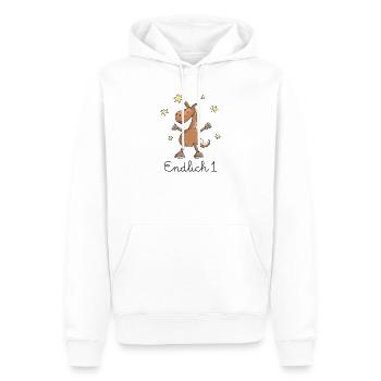 Pferd "Endlich 1." Erster Geburtstag - Männer Premium Bio Hoodie - Weiß - Vorne - Nico (187cm)