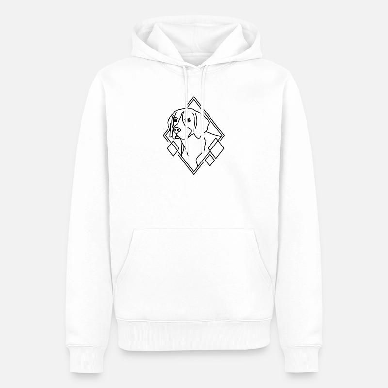 Beagle in geometrischer Form - Line-Art-Design - Männer Premium Bio Hoodie - Weiß