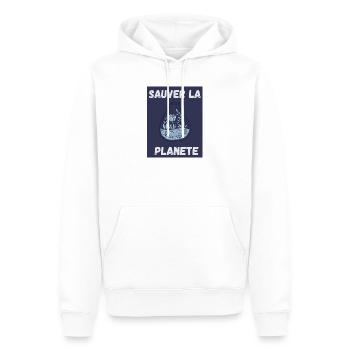 PLANETE. NATURE. JARDIN. ARBRE. FLEUR. ECOLOGIE - Sweat à capuche Premium bio Homme - blanc - Devant - Nico (187cm)