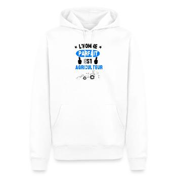 Homme Parfait Agriculteur - Sweat à capuche Premium bio Homme - blanc - Devant - Nico (187cm)