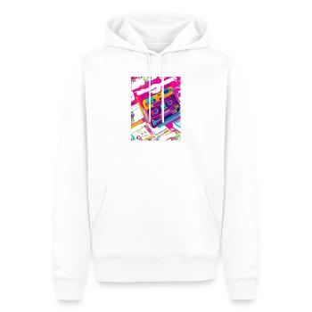 Musique des années 80 - Sweat à capuche Premium bio Homme - blanc - Devant - Nico (187cm)