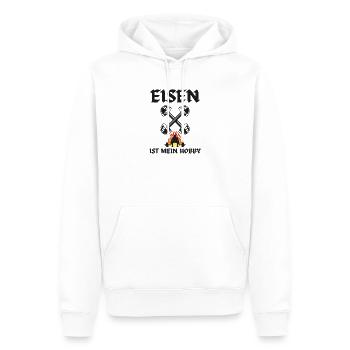 Eisen ist mein Hobby - Männer Premium Bio Hoodie - Weiß - Vorne - Nico (187cm)