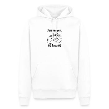 Sommerzeit ist Bauzeit - Männer Premium Bio Hoodie - Weiß - Vorne - Nico (187cm)