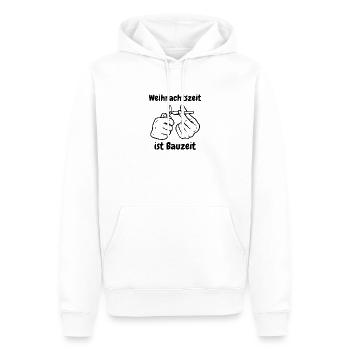 Weihnachtszeit ist Bauzeit - Männer Premium Bio Hoodie - Weiß - Vorne - Nico (187cm)