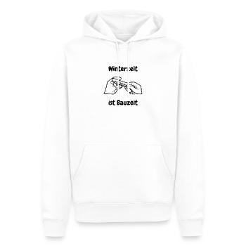 Winterzeit ist Bauzeit - Männer Premium Bio Hoodie - Weiß - Vorne - Nico (187cm)