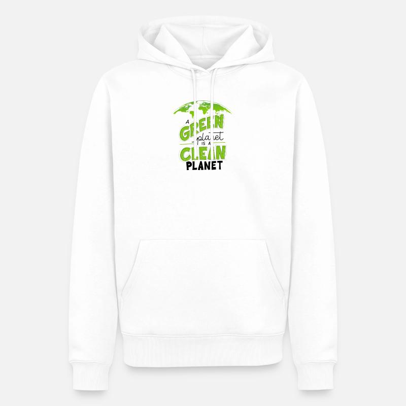 Conception écologique Green Clean Earth - Sweat à capuche Premium bio Homme - blanc