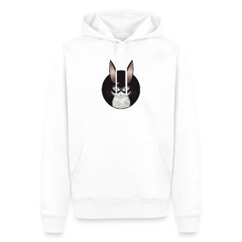 niedliche weiße Maus mit Hasen Maske im Patch - Männer Premium Bio Hoodie - Weiß - Vorne - Nico (187cm)