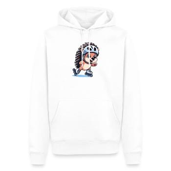 Speedy Hedgehog: Rollschuh-Champion - Männer Premium Bio Hoodie - Weiß - Vorne - Nico (187cm)