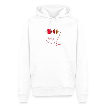 Art abstrait avec des lunettes de soleil et des lèvres rouges - Sweat à capuche Premium bio Homme - blanc - Devant - Nico (187cm)