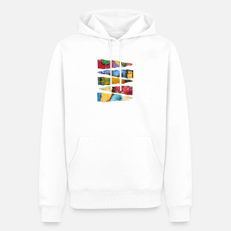 Abstraktes buntes Farbschicht-Design - Männer Premium Bio Hoodie - Weiß