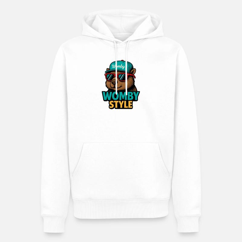 Womby Style Beaver with Sunglasses - Men’s Premium Organic Hoodie - white